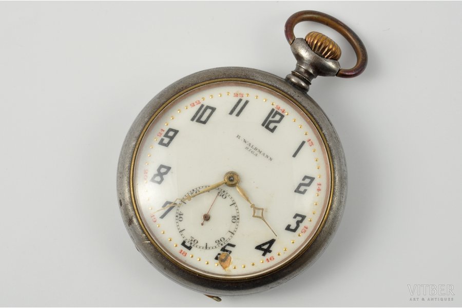kabatas pulkstenis, "Rob Waldman", Latvija, 20 gs. 30tie gadi, Ø 46.9 mm, darbā kārtībā