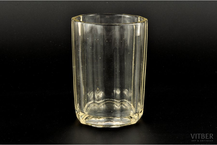 стакан, гранёнка, Мальцовский стеклянный завод, стекло, Российская империя, h 9 см, Ø 6.5 см
