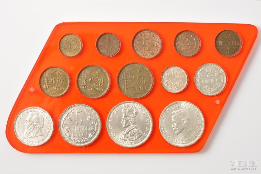 комплект монет: 1 цент-10 литов, 20е-30е годы 20го века г., Литва