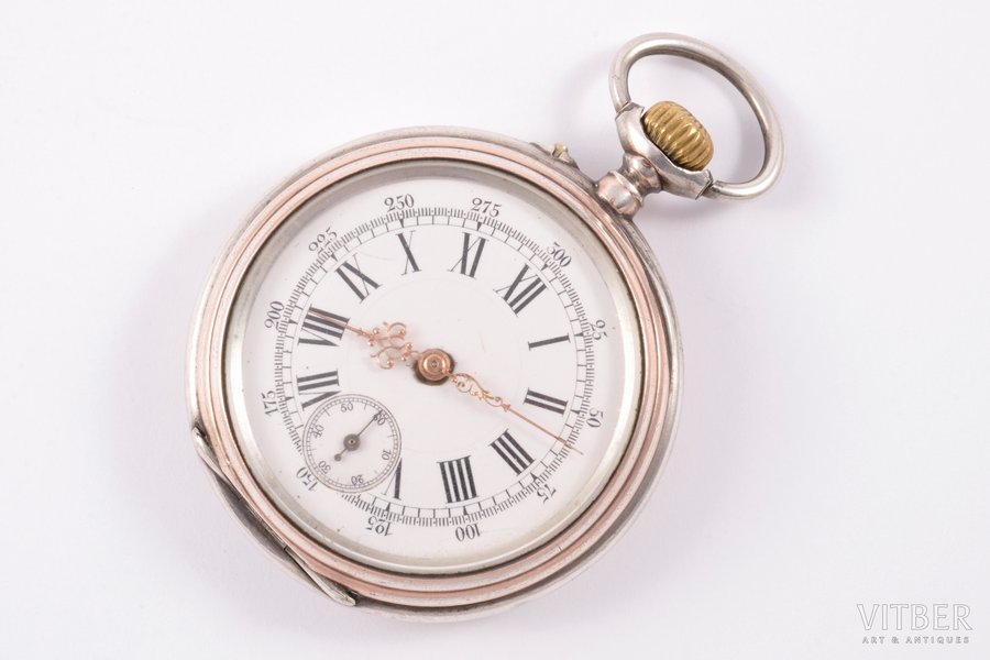pocket watch, Spiral Brequet, Switzerland, the 18th cent., silver, 800 standart, 81.40 g, Ø 50 mm, working well
