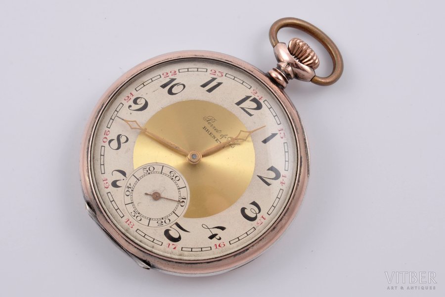 карманные часы, "Brenet", Perret & Fils, Швейцария, серебро, 84 проба, 63.05 г, Ø 49 мм, исправные