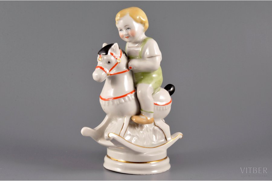 figurine, Boy on a horse, porcelain, Riga (Latvia), USSR, Riga porcelain factory, molder - S. Bolzan-Golumbovskaja, the 50ies of 20th cent., 17 cm, first grade
