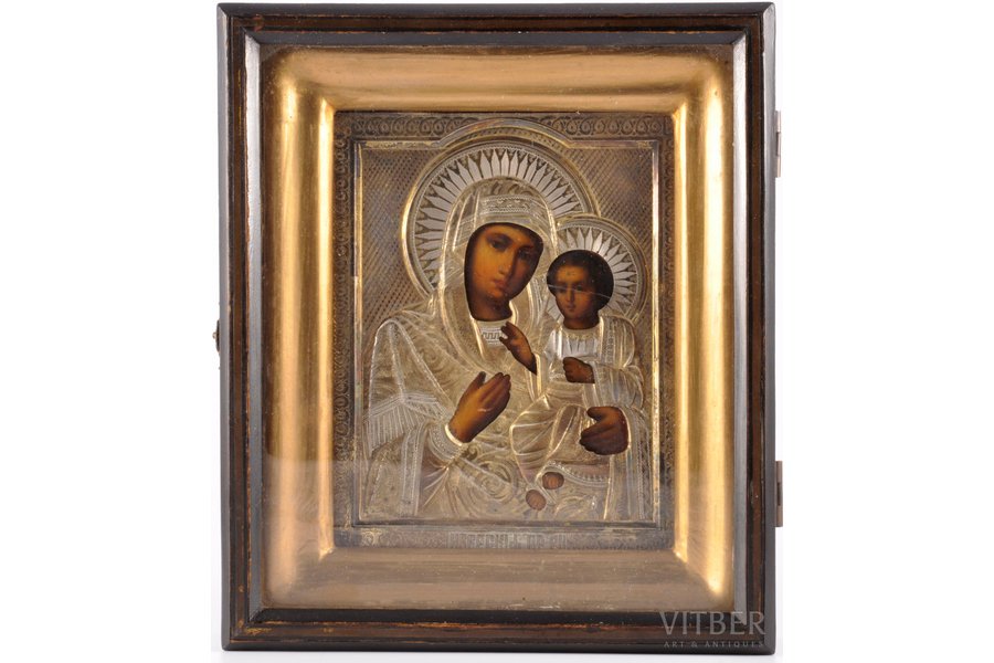 icon, the Iveron Mother of God (in an icon case), board, silver, painting, 84 standart, Russia, the border of the 19th and the 20th centuries, 17.7 x 14.6 x 2.1 cm (icon), 24.1 x 20.7 x 6.2 cm (icon frame)