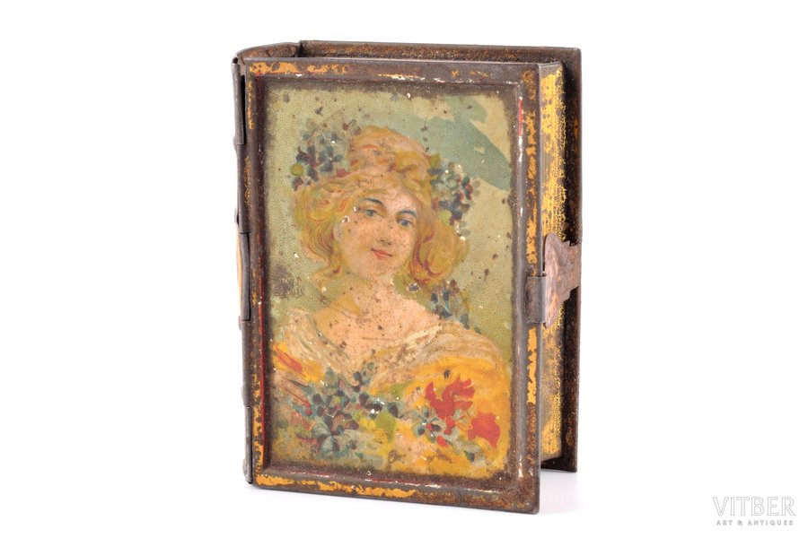 box, "Travel Soap", "Top-quality Perfumery", metal, Russia, the beginning of the 20th cent., 8.9 x 6.1 x 3.3 cm, weight 54.85 g