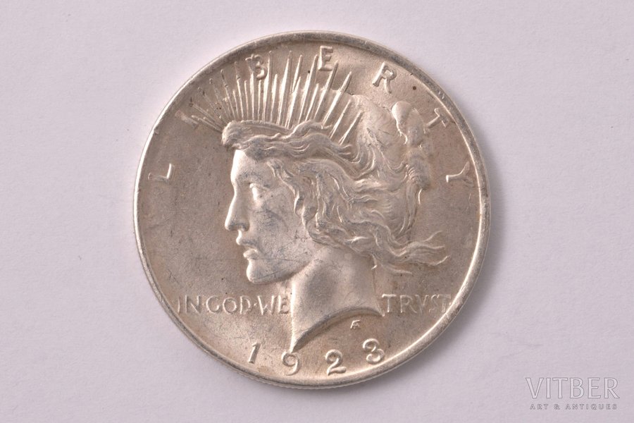 1 dolārs, 1923 g., sudrabs, ASV, 26.7 g, Ø 38.1 mm, XF