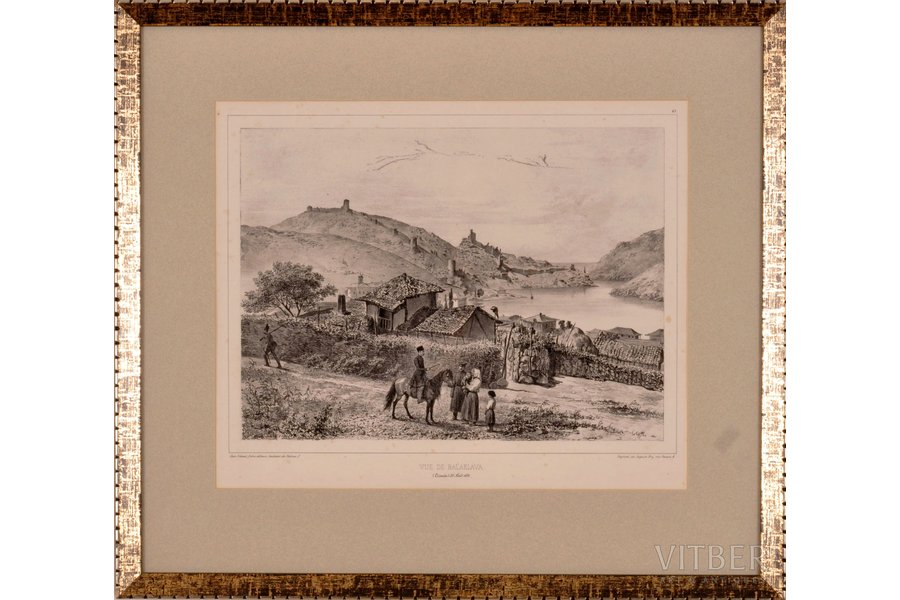 Raffet Denis Auguste Marie (1804-1860), A.Demidov trip to Crimea in 1837, Balaklava view, 1848, paper, lithograph, 24x32.5 cm