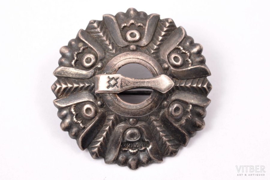 a brooch, sakta, silver, 875 standard, 4.0 g., the item's dimensions Ø = 2.97 cm, 1957, Tallinn Art and Production complex, Tallin, USSR, Estonia