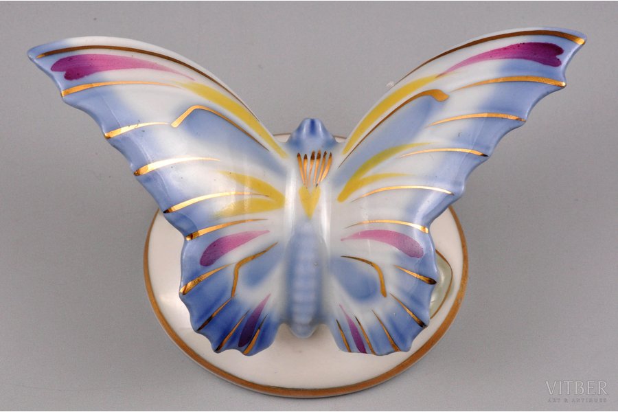 figurine, Buterfly, porcelain, Riga (Latvia), USSR, Riga porcelain factory, the 50ies of 20th cent., 5.5 cm, first grade