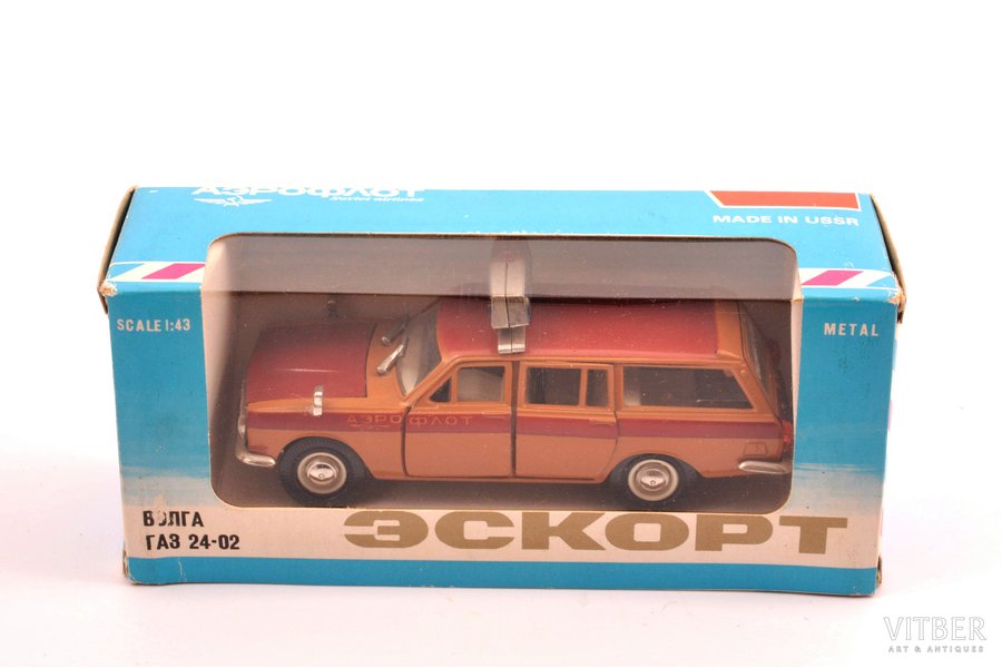 auto modelis, GAZ 24 02 Volga Nr. A23, "Aeroflote", metāls, PSRS, 1983 g.