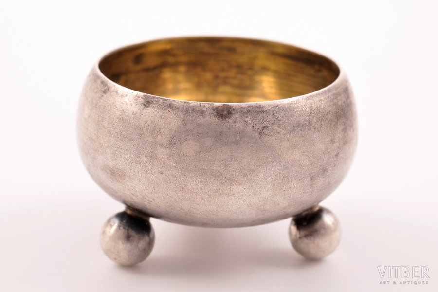 saltcellar, silver, 875 standard, 10.95 g, Ø = 3.2 cm, h = 2.1 cm, by Joseph Kopf, the 20ties of 20th cent., Estonia