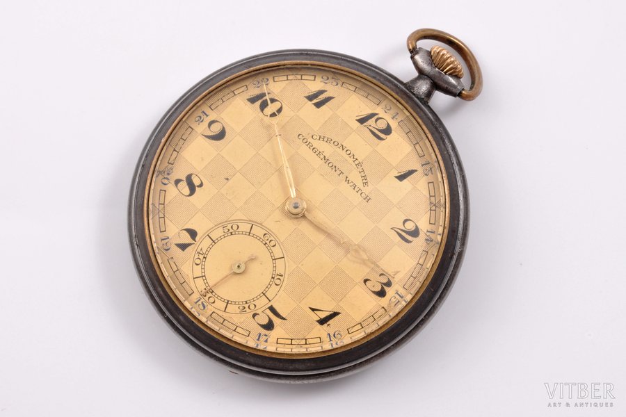 kabatas pulkstenis, "Chronomètre Corgémont Watch", 20 gs. 30tie gadi, metāls, (izstrādājuma svars) 67.00 g, 5.6 x 4.9 cm, darbojas