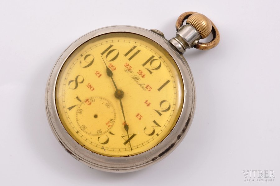 kabatas pulkstenis, "Paul Buhre", Šveice, 20 gs. 20tie gadi, metāls, (izstrādājuma svars) 136.15 g, 7.4 x 5.7 cm, darbojas
