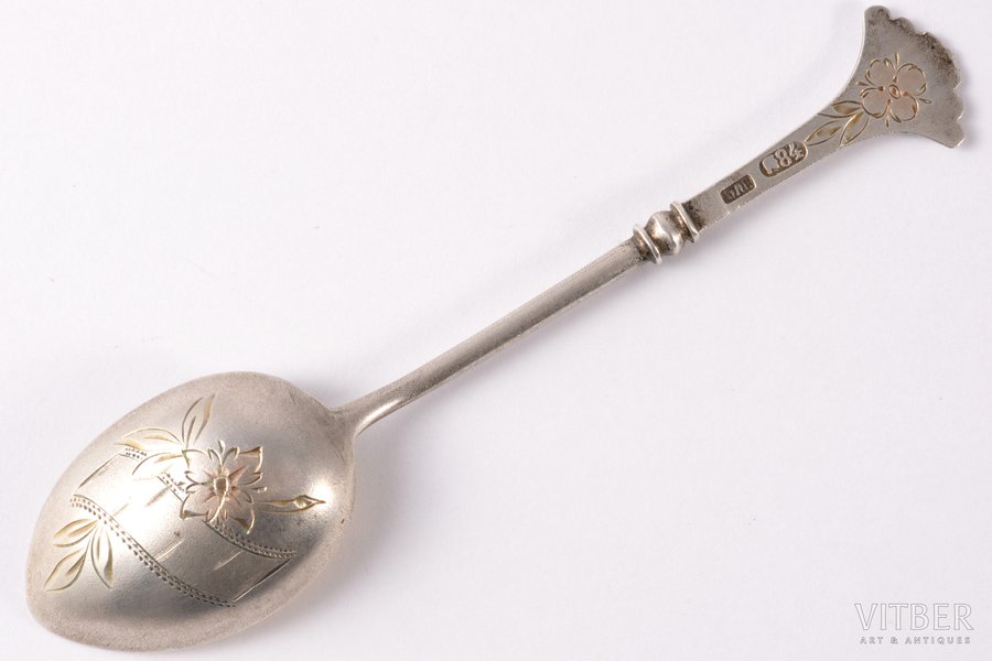 spoon, silver, 84 standard, 11.40 g, engraving, 10.9 cm, the beginning of the 20th cent.