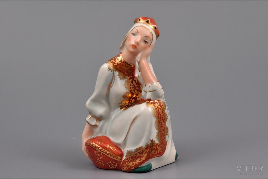figurine, Czarevna Nesmeyana, porcelain, Riga (Latvia), USSR, Riga porcelain factory, molder - Rimma Pancehovskaya, the 50ies of 20th cent., 10 cm, first grade