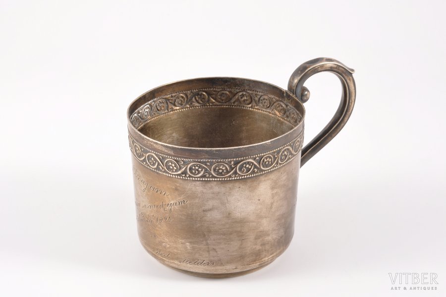 tea glass-holder, silver, The second, who succeed "The week" 1924. Edit.Melders, 900 standard, 48.40 g, ∅ 6.3, h=6 cm, the 30ties of 20th cent., Latvia, Germany
