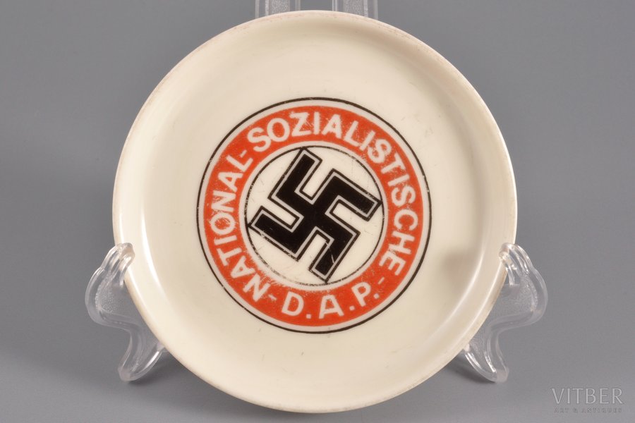 šķīvis, Trešais reihs, D.A.P. National-sozialistische, Ø = 9.3 cm, Vācija, 20 gs. 30tie gadi