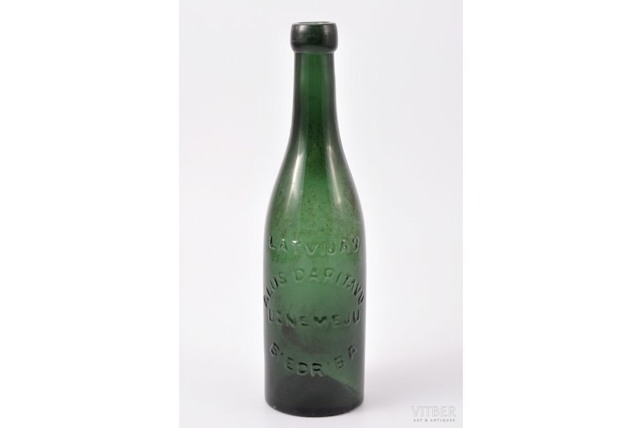 bottle, "Latvijas alus daritavu uznemeju biedriba" (Society of entrepreneurs of Latvian breweries), Latvia, the 20ties of 20th cent., h=21.3 cm