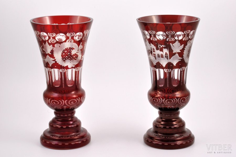 2 vases, Germany, the border of the 19th and the 20th centuries, h = 25.4, Ø = 12.4 cm