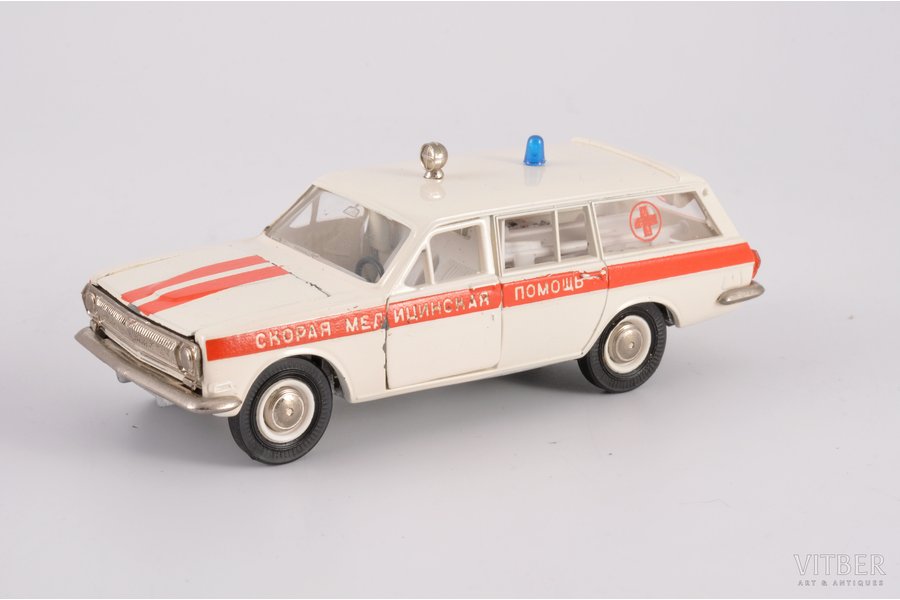 auto modelis, GAZ 24 02 Volga Nr. А24, "Ātrā palīdzība", "Piliens", dekols, metāls, PSRS, 1981 g.