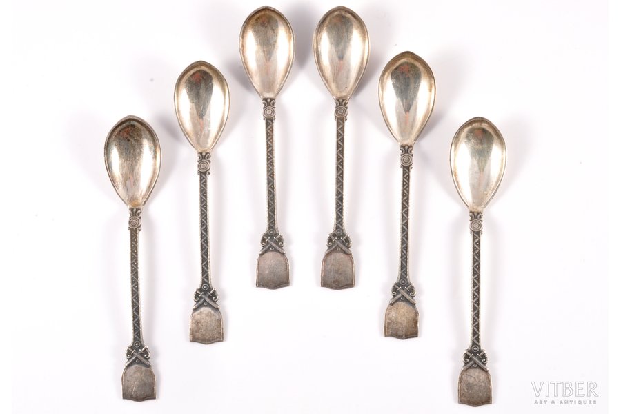 set of 6 spoons, silver, 875 standart, the 30ties of 20th cent., 86.20 g, Latvia, 11.9 cm
