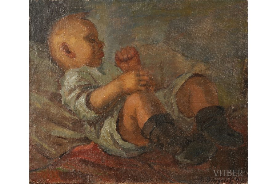 Diņģelis Staņislavs (1899-1988), Guļošs zēns, 1944 g., audekls, eļļa, 45 x 53 cm