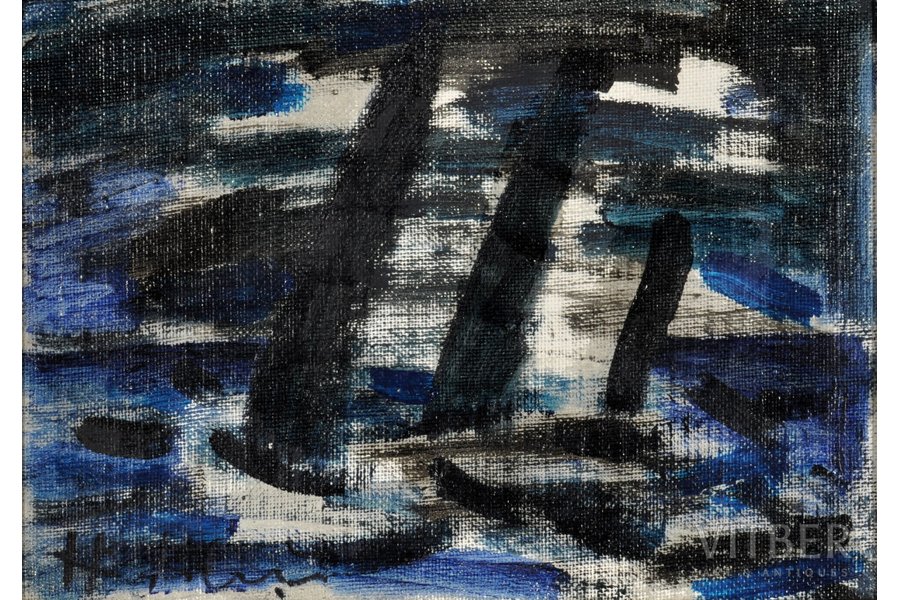 Силиньш Гербертс Эрнестс (1926-2001), Ночная регата, холст, масло, 23.5 x 33.5 см
