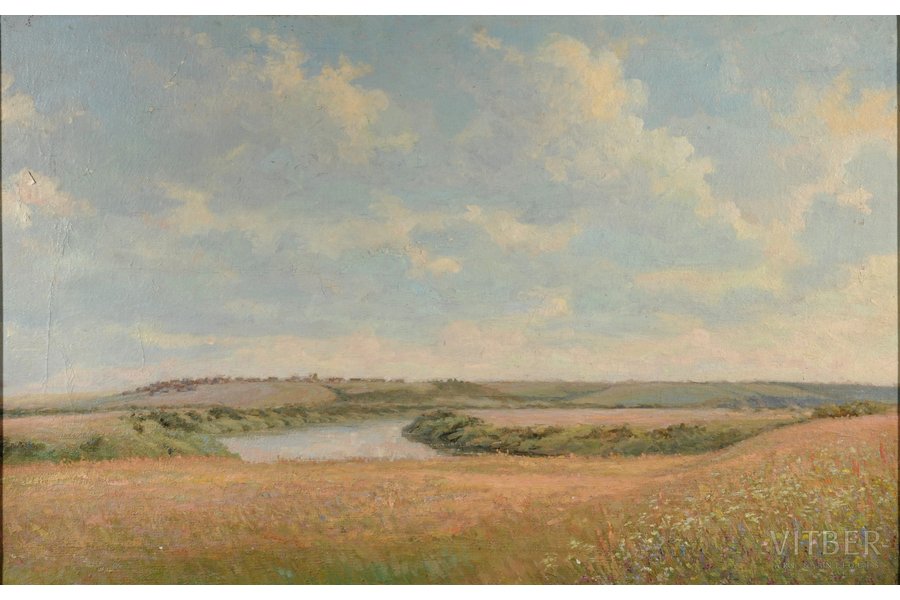 Shmatikov Pavel Arhipovich (1907-1992), "Meadows of Gnezdovsk", 1949, canvas, oil, 55.5 x 87 cm