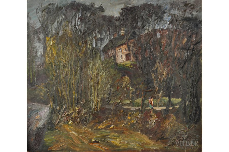 Калнмалис Янис (1939), "Старый замок", 1979 г., картон, масло, 70 x 80 см