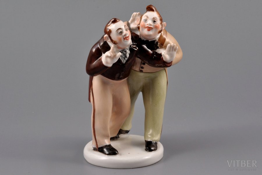 figurine, Bobchinsky and Dobchinsky, Gogol "The Government Inspector", porcelain, USSR, LFZ - Lomonosov porcelain factory, molder - B.Y. Vorobyev, the 50ies of 20th cent., top grade