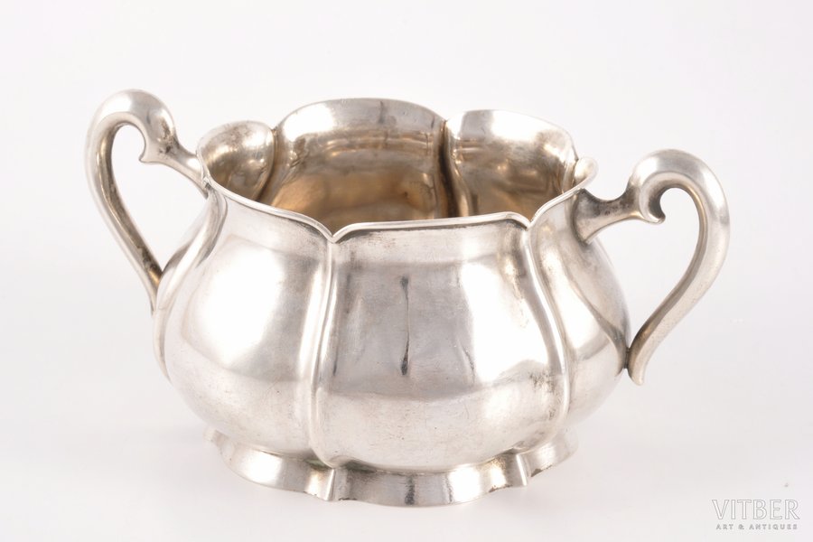 sugar-bowl, silver, 875 standard, 174.00 g, silver stamping, 7 cm, the 30ties of 20th cent., Latvia