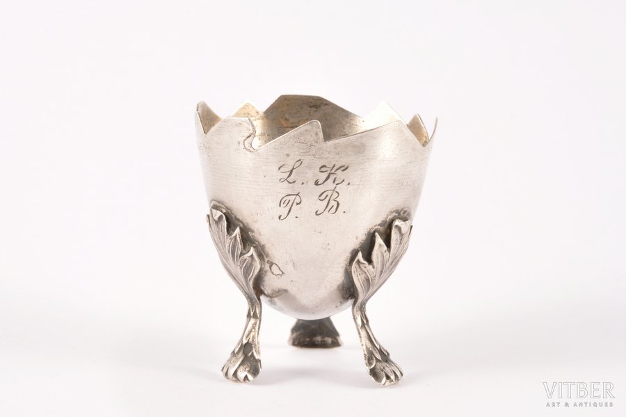 egg holder, silver, 875 standard, 20.10 g, Ø 3.8 cm, by Ludwig Rosenthal, the 30ties of 20th cent., Latvia