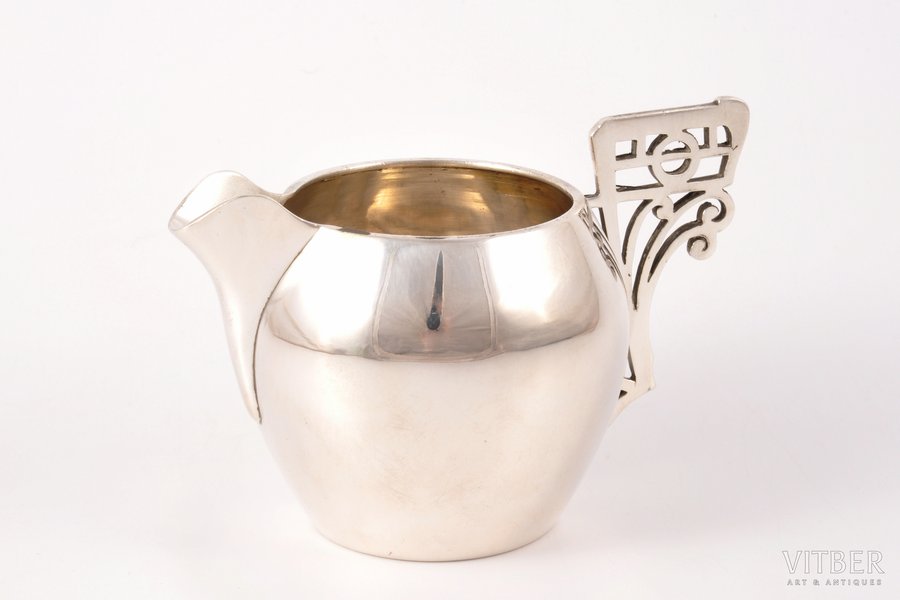 sauce-boat, silver, Art Nouveau, 84 standard, 151.70 g, Ø = 7.6 cm, h (with handle) = 7.8 cm, workshop of Vasily Andreev, 1908-1917, Moscow, Russia