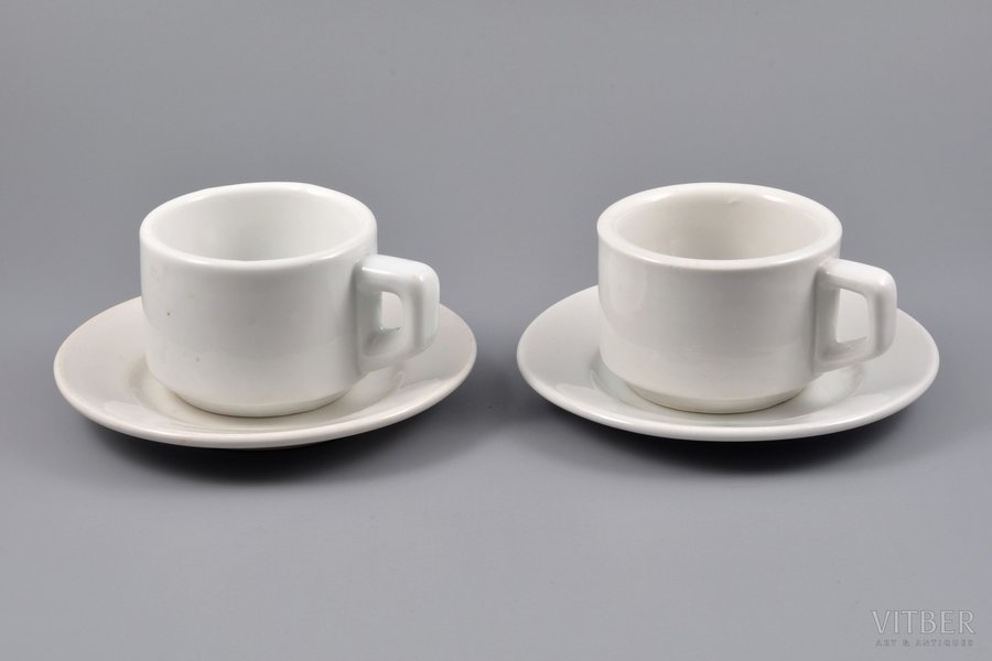 2 чайных пары, Третий рейх (Alboth & Kaiser), h (кружки) 6.3 см, 6 см, Ø (блюдца) 15.4 см, 15.4 см, Германия, 1941-1942 г.
