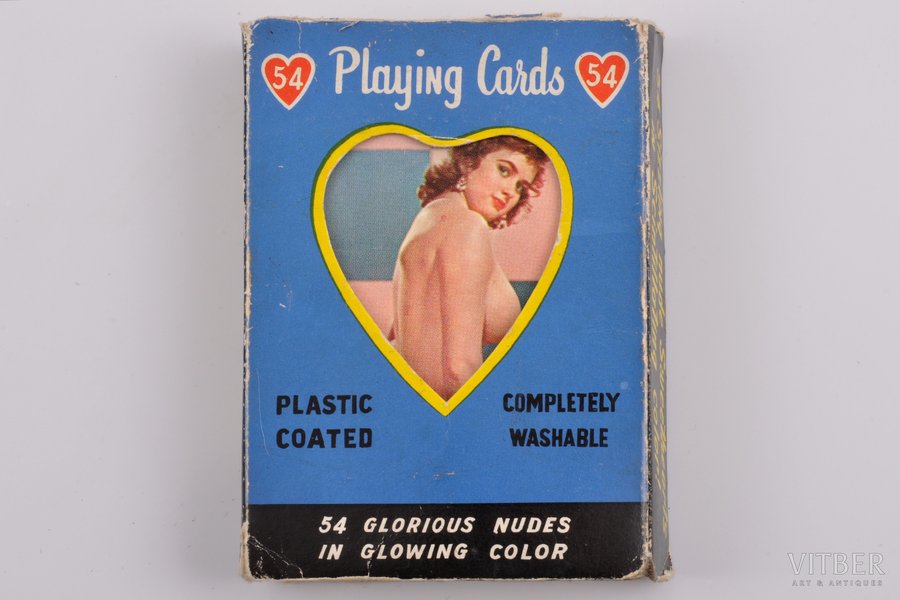 Erotiskās spēļu kārtis (54 gab.), 20 gs. 60tie gadi, 6 x 8.5 cm