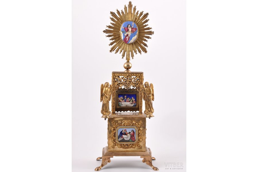 a tabernacle, silver, 84 standard, (общий) 499.45 g, finift' enamel, h 39.5 cm, 1842, Moscow, Russia, nonoriginal finift' enamel (?)