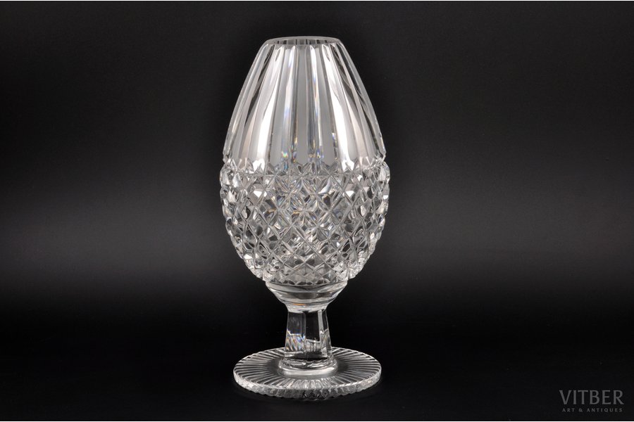 vase, for flowers, "Acorn", crystal, by A. M. Ostroumov, USSR, the 70-ties of the 20th cent., 26.8 cm