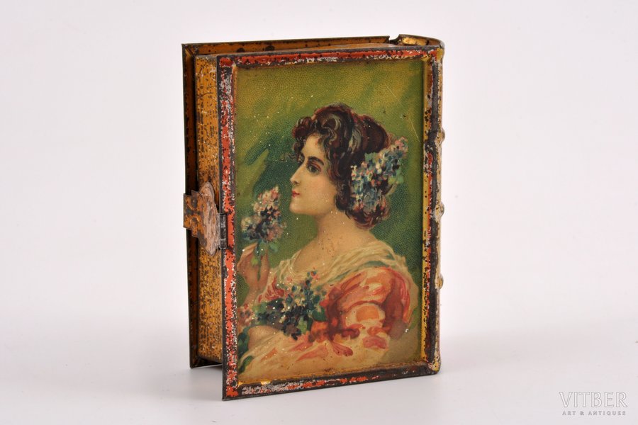box, "Travel Soap", "Top-quality Perfumery", metal, Russia, the beginning of the 20th cent., 9 x 6.8 x 3.2 cm, weight 53.05 g