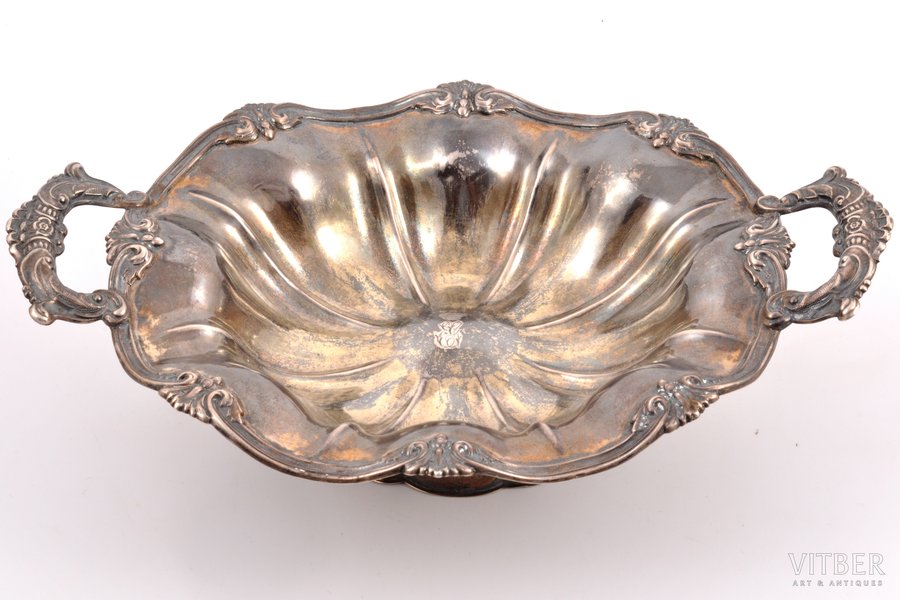 candy-bowl, silver, 84 standard, 189.65 g, 7х22.5 cm, by Adolf Shper, 1846, St. Petersburg, Russia