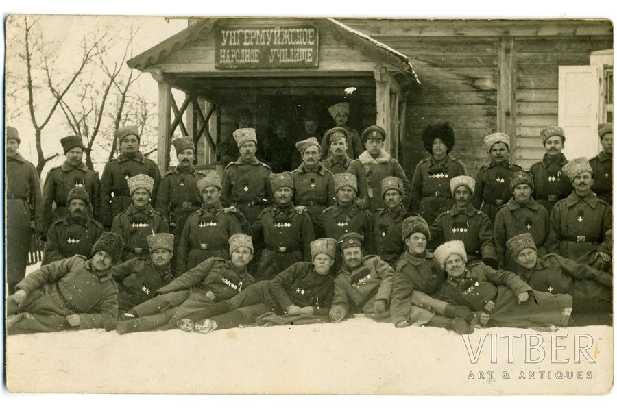 фотография, Царская Россия, группа кавалеров Георгиевского Креста, начало 20-го века, 14x9 см