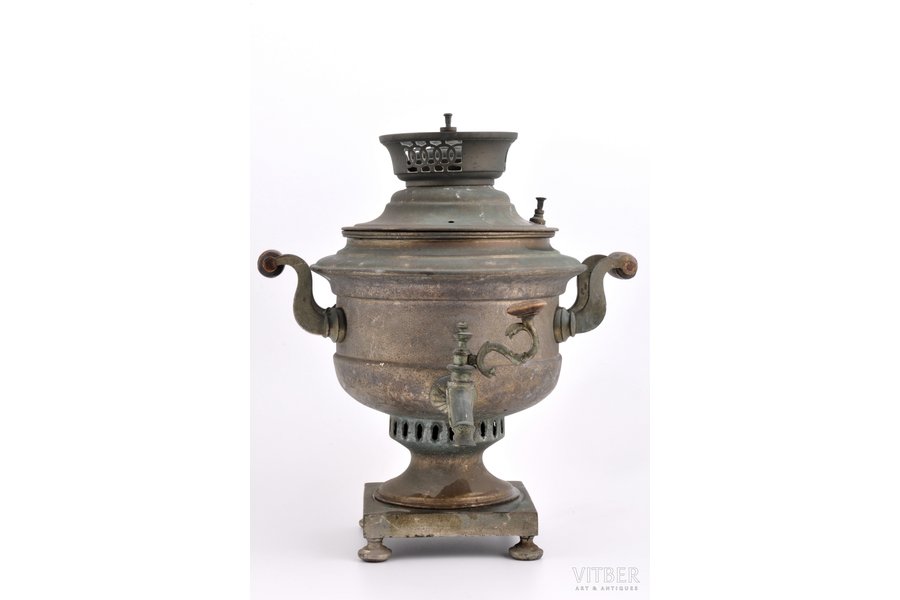 samovar, Yefim Shaposhnikov, "smooth can, with a belt" shape, brass, Russia, the 2nd half of the 19th cent., 36.5 cm, weight 5.800 g