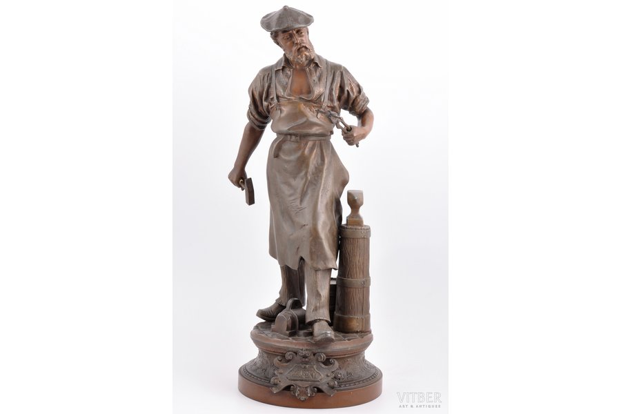 sculpture, "Industry", spelter metal, 60.5 cm, weight 6650 g., France, Arthur Waagen, the 2nd half of the 19th cent.