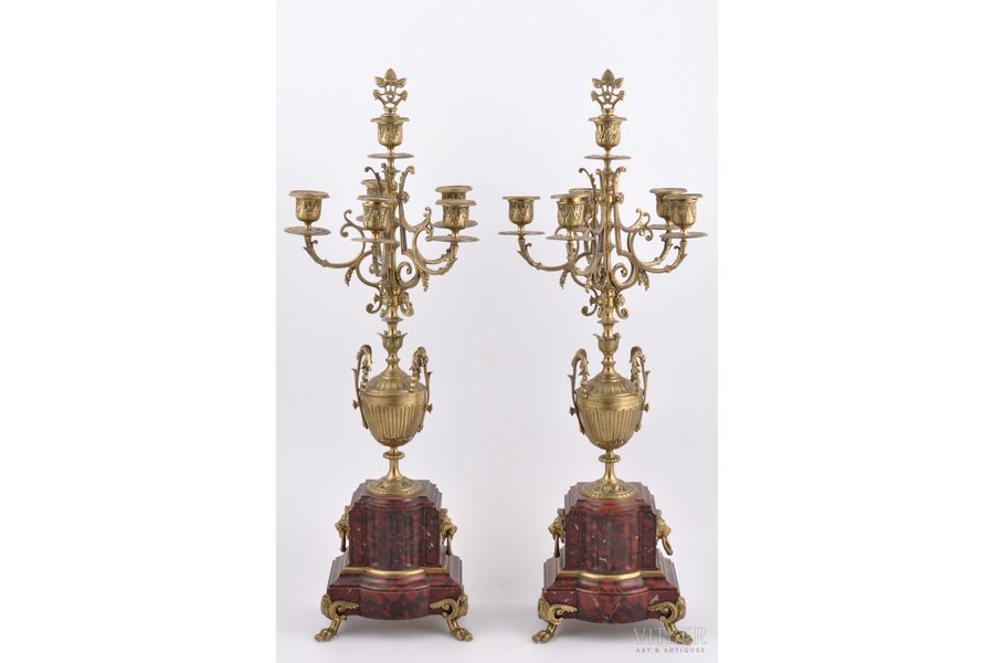 pair of candle-holder, bronze,...