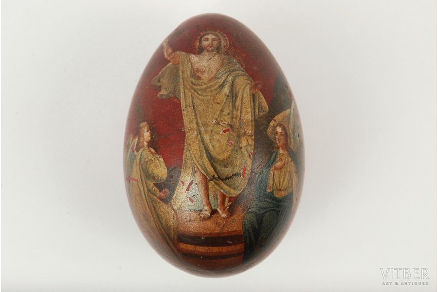 шкатулка, яйцо, фабрика Лукутина, папье-маше, Российская империя, 19-й век, 8 х 5 см