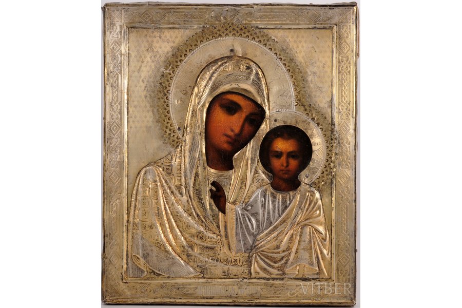 ikona, Kazaņas Dievmāte, dēlis, sudrabs, gleznojums, 84 prove, Krievijas impērija, 1899-1908 g., 31 x 26 x 3 cm