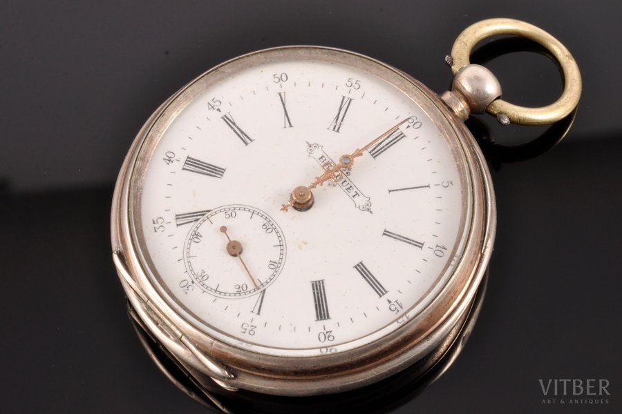 карманные часы, "Brequet", Швейцария, рубеж 19-го и 20-го веков, серебро, 800 проба, 82.80 г, 5.8 x 5 x 1.5 см, Ø 44.3 мм, не на ходу