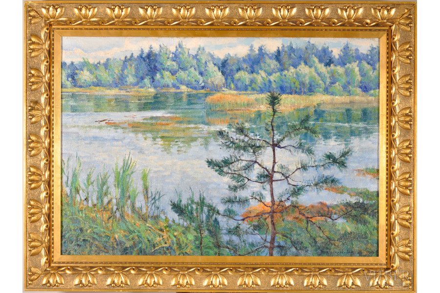 Bogdanov-Belsky Nikolay (1868-1945), "By the river Udomla", the 20ties of 20th cent., canvas, oil, 44.7 x 64.4 cm, with restoration passport and expertise