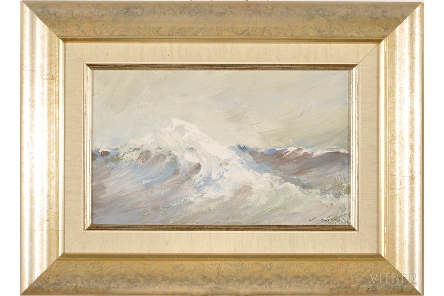 Kreics Stanislav (1909-1992), "Wave", 1976, carton, oil, 13 x 22 cm