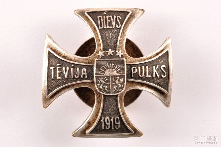 знак, 1-й Кавалерийский полк, № 1531, Латвия, 20е-30е годы 20го века, 36 x 36 мм, 19.35 г