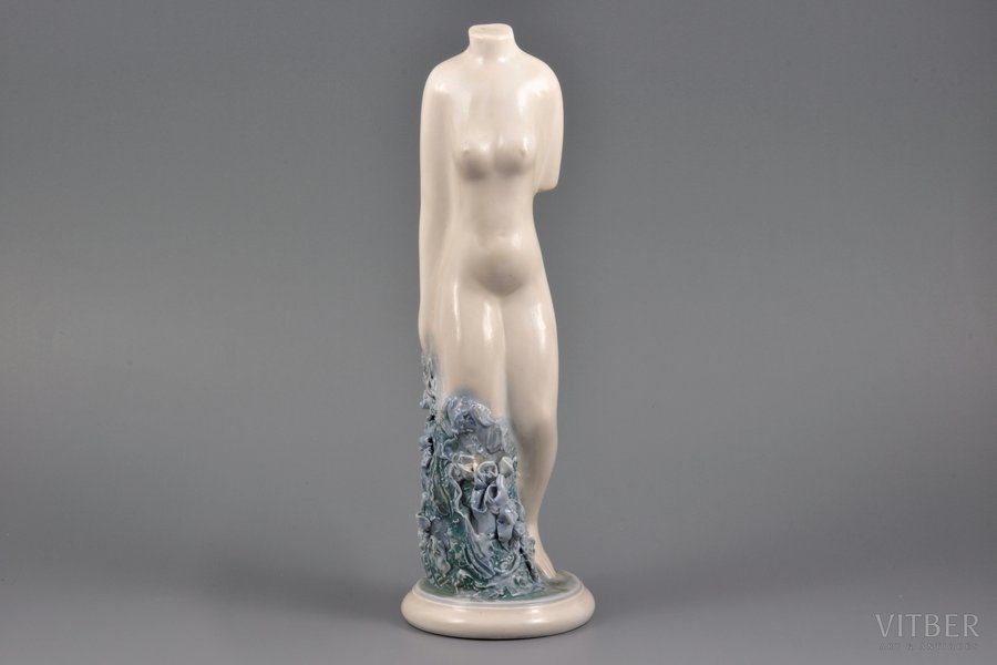 figurine, Nude, porcelain, Riga (Latvia), USSR, sculpture's work, molder - Martins Zaurs, the 50-60ies of 20th cent., 27.7 cm