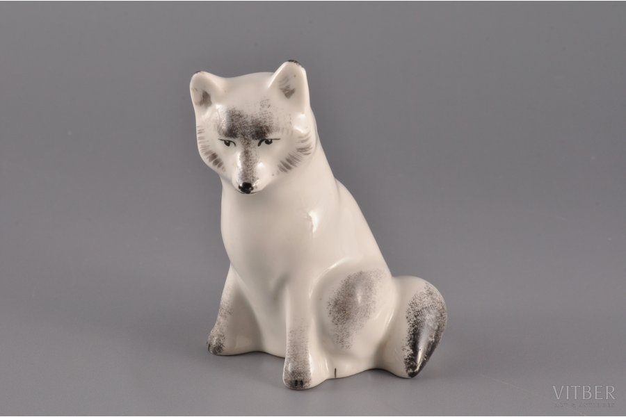 figurine, Polar Fox, porcelain, Riga (Latvia), USSR, Riga porcelain factory, the 60ies of 20th cent., 7.6 cm, first grade